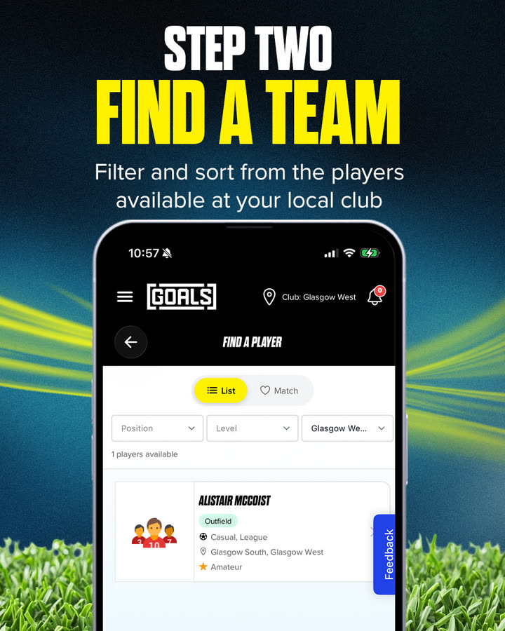Find a player — step 2